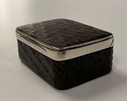 A tortoiseshell and silver-mounted box, 19th century