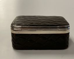 A tortoiseshell and silver-mounted box, 19th century