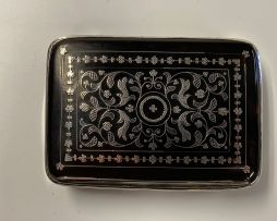 A tortoiseshell and silver-mounted piqué snuff box, 19th century