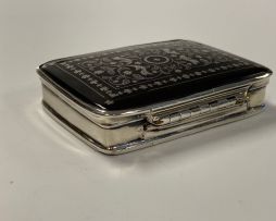 A tortoiseshell and silver-mounted piqué snuff box, 19th century