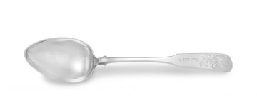 A large Russian silver 'Fiddle' pattern basting spoon, Odessa, 1843-1844