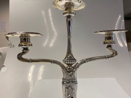A pair of American silver three-light candelabra, Whiting Manufacturing Co., post 1924
