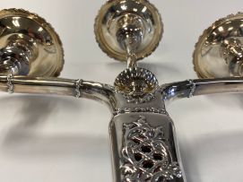 A pair of American silver three-light candelabra, Whiting Manufacturing Co., post 1924