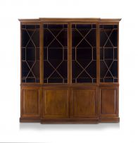 A George III style mahogany breakfront bookcase, late 19th century
