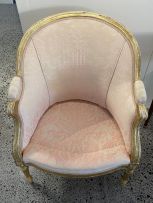 A Louis XV style gilt-painted and upholstered salon chair
