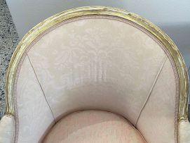 A Louis XV style gilt-painted and upholstered salon chair