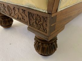An Anglo Indian carved rosewood and teak settee