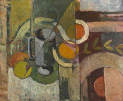 Gregoire Boonzaier; A Still Life with Cup, Oranges and Lemons