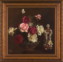 Robert Gwelo Goodman; Still Life of Roses with Porcelain Mandarin