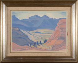 Jacob Hendrik Pierneef; Valley in an Extensive Mountain Landscape