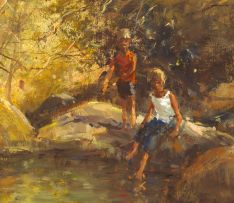 Christiaan Nice; Children Playing by a River