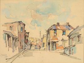 Gregoire Boonzaier; District Six, recto; Houses with Figures and Car, verso