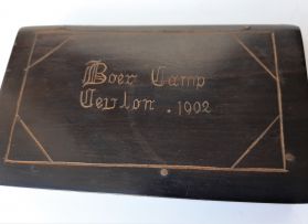 A Boer War prisoner of war fruitwood spectacle case, Bermuda