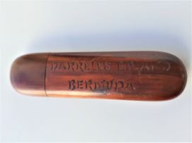 A Boer War prisoner of war fruitwood spectacle case, Bermuda