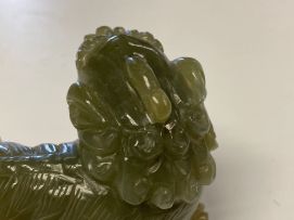A pair of Chinese jade kylin, 20th century