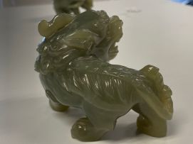 A pair of Chinese jade kylin, 20th century