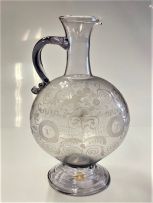 A German engraved clear glass ewer, 18th century