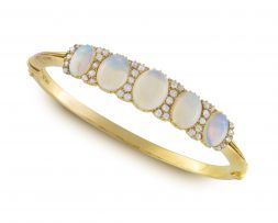 Victorian opal and diamond bangle, Henry Griffith & Sons