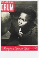 Drum Magazine; A Boy Holding a Globe, poster
