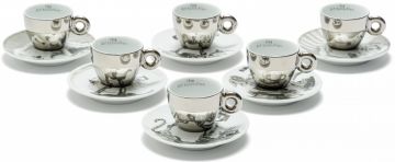 William Kentridge; Espresso Cups and Saucers, six