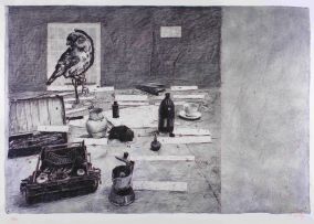 William Kentridge; Table with Sparrow (Right-hand)
