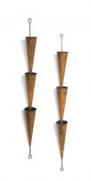 A pair of tôleware three-tiered tulipieres, Joan Golfar & Caroline Hughes, mid 20th century