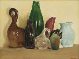 Walter Meyer; Still Life with Vases and Bottles