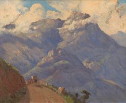 Willem Hermanus Coetzer; Wagon in a Mountainous Landscape