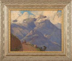 Willem Hermanus Coetzer; Wagon in a Mountainous Landscape