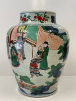 A Chinese Wucai vase, Qing Dynasty, 17th century