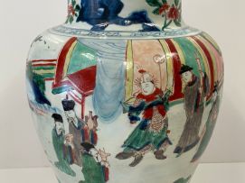 A Chinese Wucai vase, Qing Dynasty, 17th century