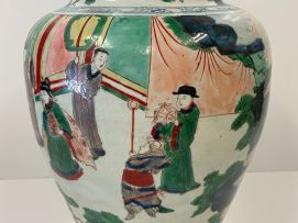 A Chinese Wucai vase, Qing Dynasty, 17th century