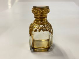 A French gilt-metal and clear glass perfume casket, 19th century