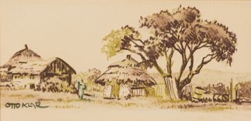 Otto Klar; Village Scene, two