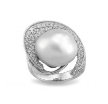 Pearl and diamond dress ring
