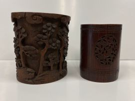 A Chinese bamboo scholar's brushpot bitong, Qing Dynasty, 19th century