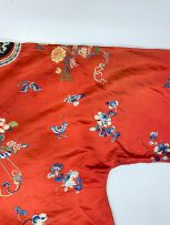 A Chinese embroidered silk robe, Qing Dynasty, late 19th century