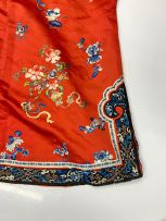 A Chinese embroidered silk robe, Qing Dynasty, late 19th century