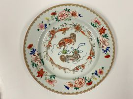Three Chinese famille-rose dishes, Qing Dynasty, Qianlong period, 1736-1796