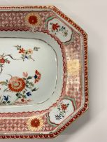 A Chinese famille-rose and rouge-de-fer dish, Qing Dynasty, Qianlong period, 1736-1796