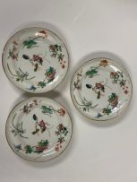 Three Chinese famille-verte dishes, Qing Dynasty, 19th century