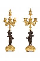 A gilt-metal and bronzed clock garniture, late 19th century