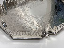 A Victorian silver tray, John Round & Son Ltd, Sheffield, 1892