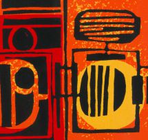 Ernst de Jong; Abstract Composition in Black, Red and Orange