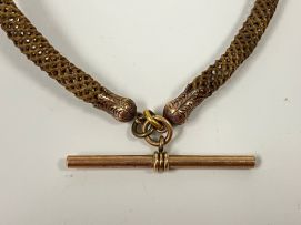 A George III hair watch chain with gold mounts