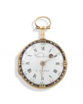 A rose gold, enamelled and paste open-faced verge watch, late 18th/early19th century