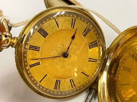 18ct gold open-faced lever watch, Sheffield, 1909