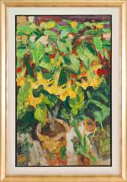 George Rowlett; Yellow Datura and Red Pelargoniums