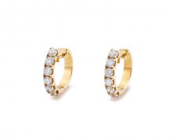 Pair of diamond and 18ct yellow gold half-hoop earrings