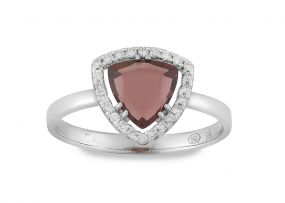 Garnet and diamond 9ct white gold ring, designed by Taz Watson